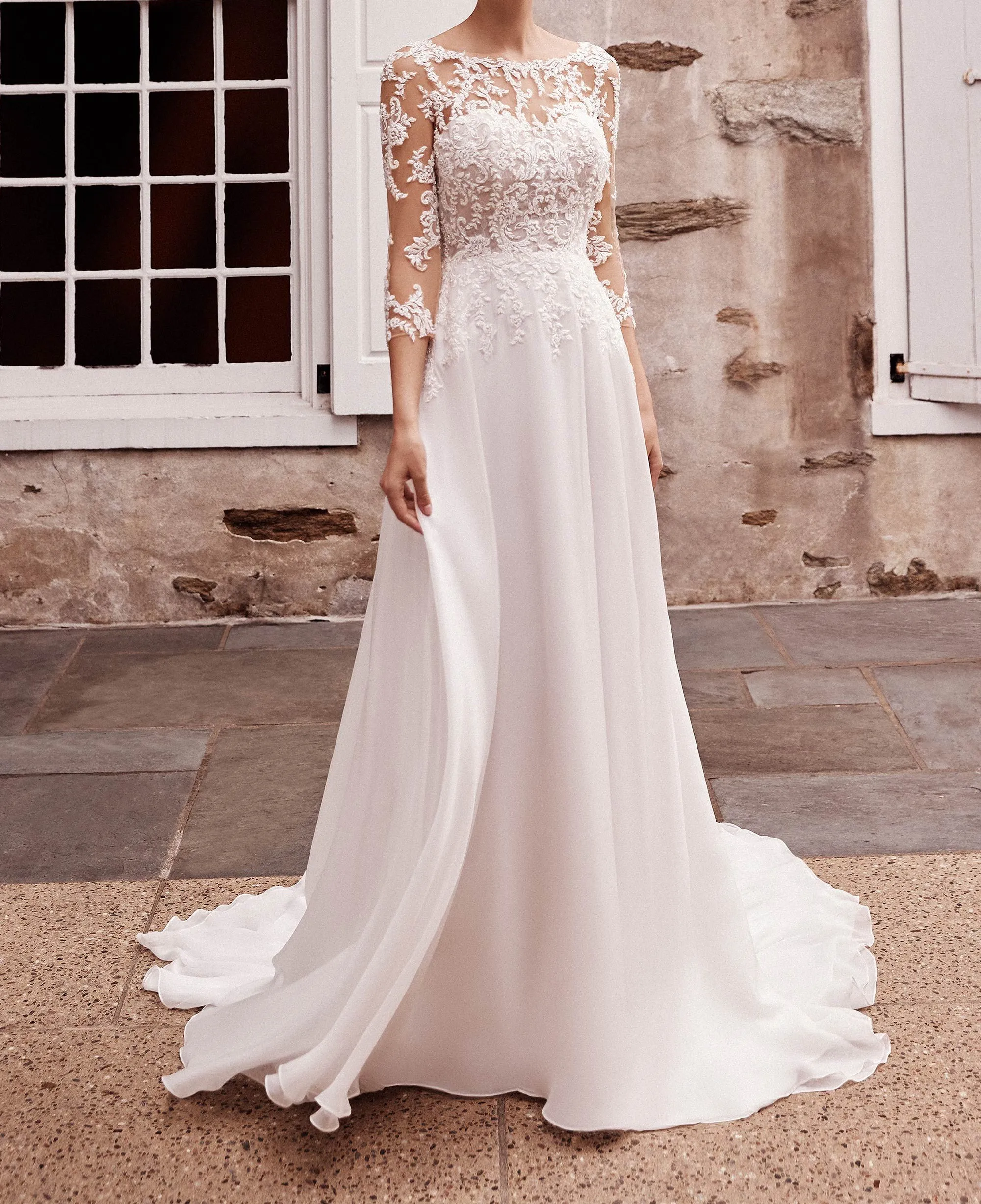 2023 Long Cap Sleeve Bride A-Line Chiffon Wedding Party Dress WHW-248
2023 Long Cap Sleeve Bride A-Line Chiffon Wedding Party Dress WHW-248