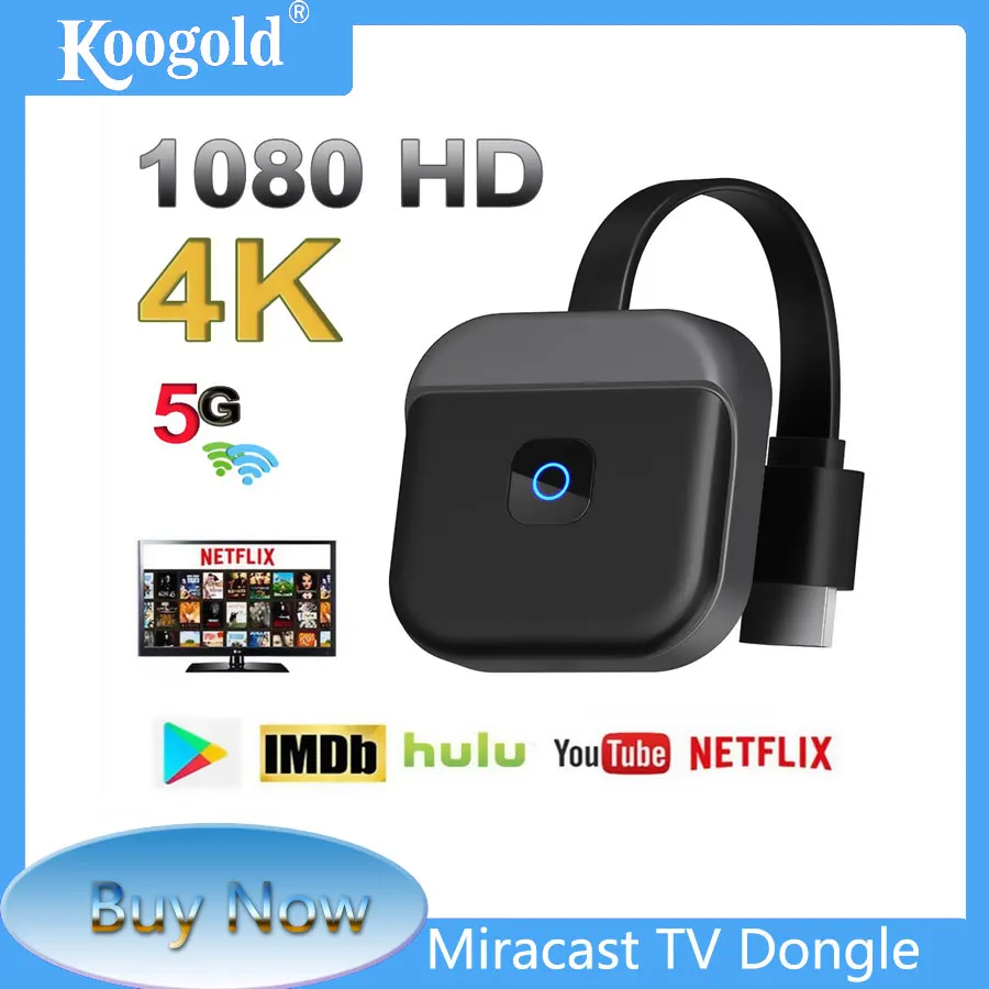 Koogold Mirorr Screen Anycast Wifi Display Dongle 1080P Wireless TV Stick for Android iOS Mac Windows Miracast Airplay
Koogold Mirorr Screen Anycast Wifi Display Dongle 1080P Wireless TV Stick for Android iOS Mac Windows Miracast Airplay