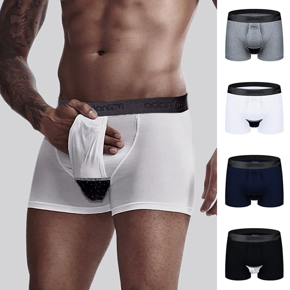 

2022 Boxershorts Men U Convex Underwear Separation Physiological Cotton Bulge Pouch Breathable Boxer Briefs Shorts Trunks