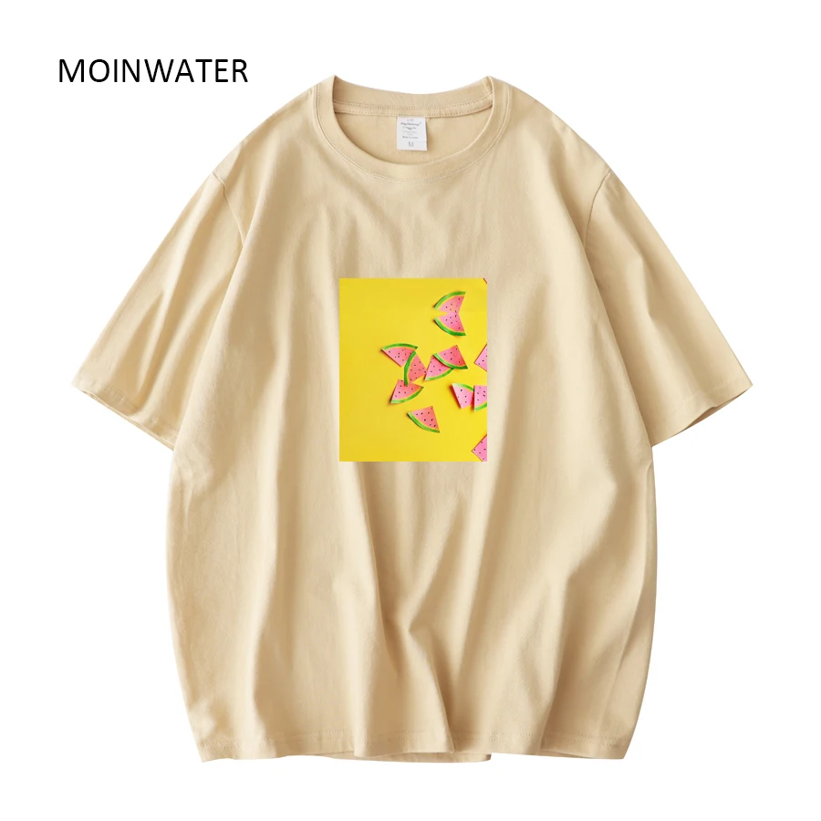 MOINWATER New Women Khaki Summer T-shirts Female Fashion 100% Cotton Tees Lady Casual White Printed Short Sleeve Tops MT22011
MOINWATER New Women Khaki Summer T-shirts Female Fashion 100% Cotton Tees Lady Casual White Printed Short Sleeve Tops MT22011