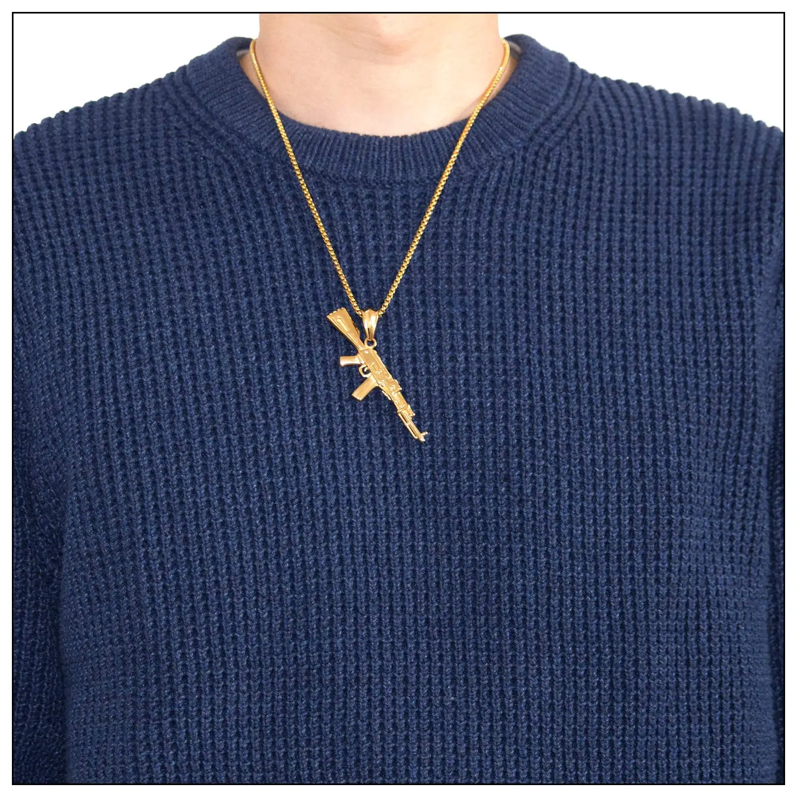 Baochang Hip Hop Stainless Steel AK-47 Gun Pendant Necklace 22inches Link Chain 
Baochang Hip Hop Stainless Steel AK-47 Gun Pendant Necklace 22inches Link Chain