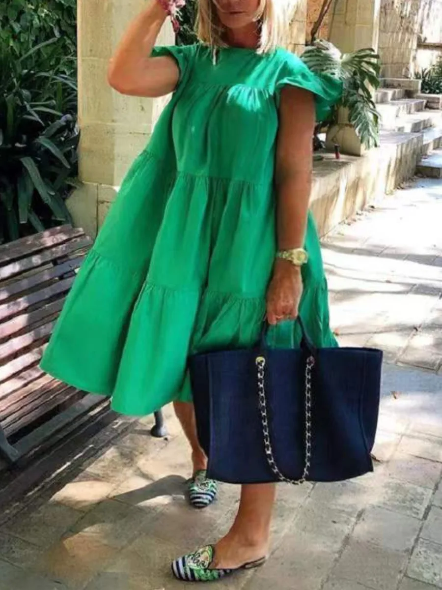 LW Plus Size Chiffon Ruffle Plain A Line Loose Stretchy Dress O Neck Casual Daily Summer Vestidos Women Clothings
LW Plus Size Chiffon Ruffle Plain A Line Loose Stretchy Dress O Neck Casual Daily Summer Vestidos Women Clothings