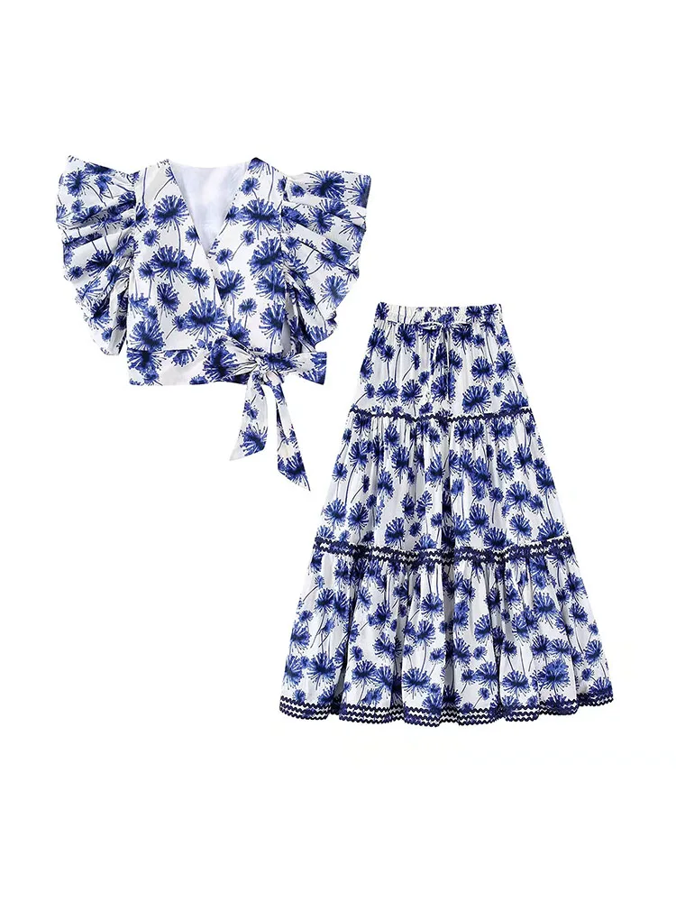 DYLQFS 2022 Summer Women Short Sleeve V Neck Bow Lacing Printed Shirt High Waist Elastic Waist Long Skirt Two Piece Suit
DYLQFS 2022 Summer Women Short Sleeve V Neck Bow Lacing Printed Shirt High Waist Elastic Waist Long Skirt Two Piece Suit