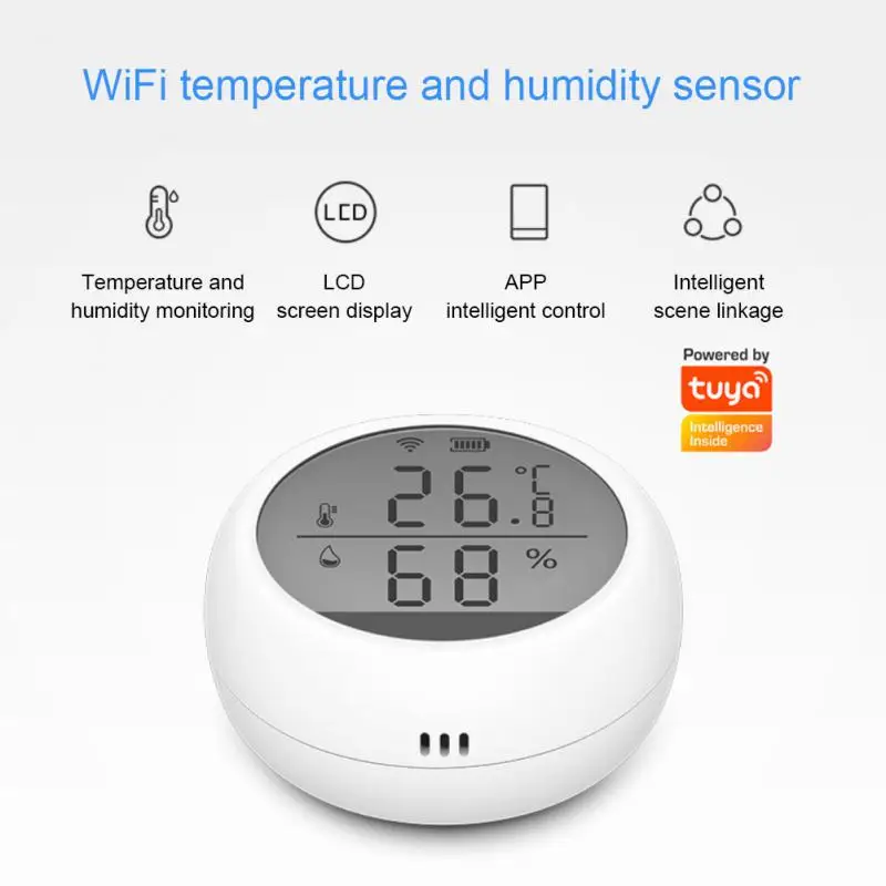 Tuya WIFI Temperature Humidity Sensor Indoor Hygrometer Thermometer Detector Smart Life Remote Control Support Alexa Google Home
Tuya WIFI Temperature Humidity Sensor Indoor Hygrometer Thermometer Detector Smart Life Remote Control Support Alexa Google Home