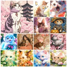 5d Diamond Painting New Series 2023 Japanese Cute Sakura Cat Pictures Full Diamond Mosaic Embroidery Cross Stitch Kit Home Decor