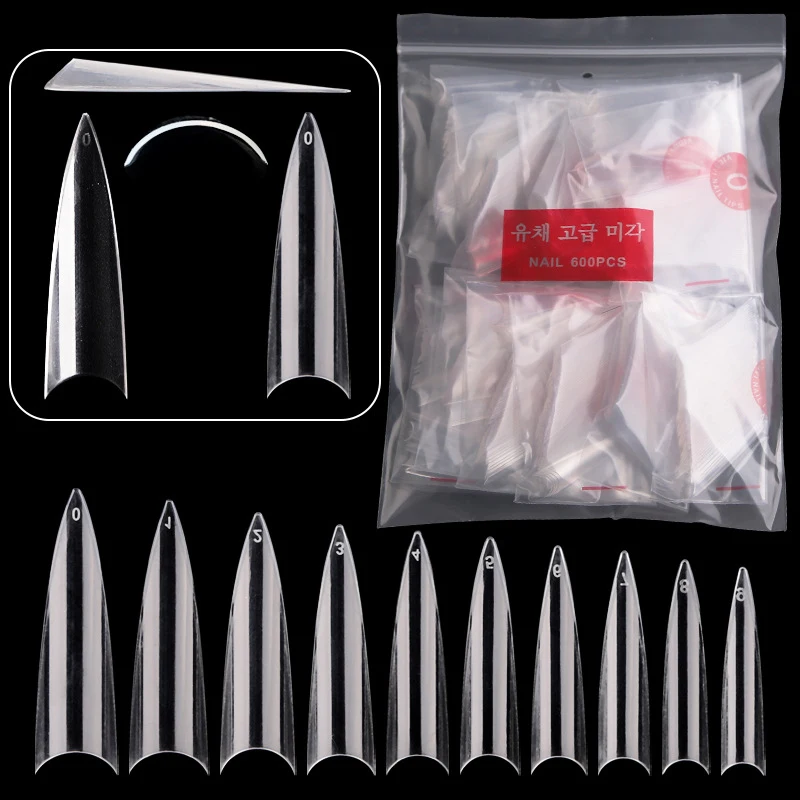 600pcs/bag Medium Long Sharp Point Stiletto Half Cover Nails Tips Bag Pack Clear/Natural/White 10 Sizes False Nail Art Tip FN19
600pcs/bag Medium Long Sharp Point Stiletto Half Cover Nails Tips Bag Pack Clear/Natural/White 10 Sizes False Nail Art Tip FN19