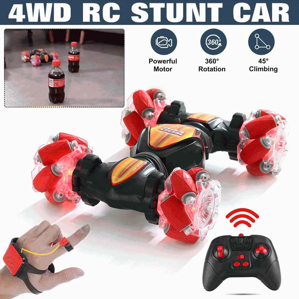 4WD 2.4G RC Stunt Car Gesture Induction Radio Controlled Car with Light Music Drift Dancing Twist Stunt Remote Control Car
4WD 2.4G RC Stunt Car Gesture Induction Radio Controlled Car with Light Music Drift Dancing Twist Stunt Remote Control Car