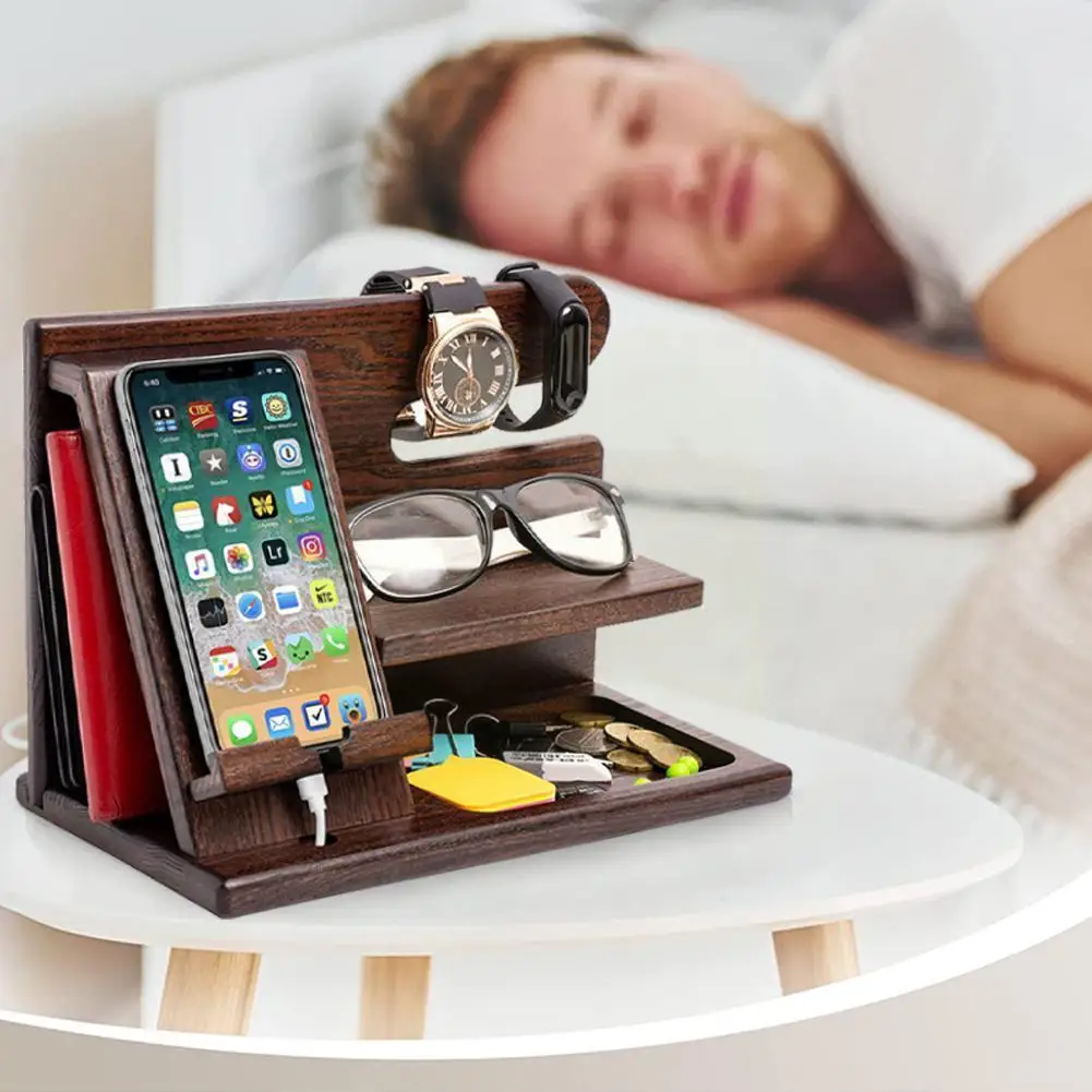 Multifunction Natural Wooden Mobile Phone Holder Watch Wallet Desktop Charging Storage Rack Jewelry Accessories Glasses N6m0
Multifunction Natural Wooden Mobile Phone Holder Watch Wallet Desktop Charging Storage Rack Jewelry Accessories Glasses N6m0
