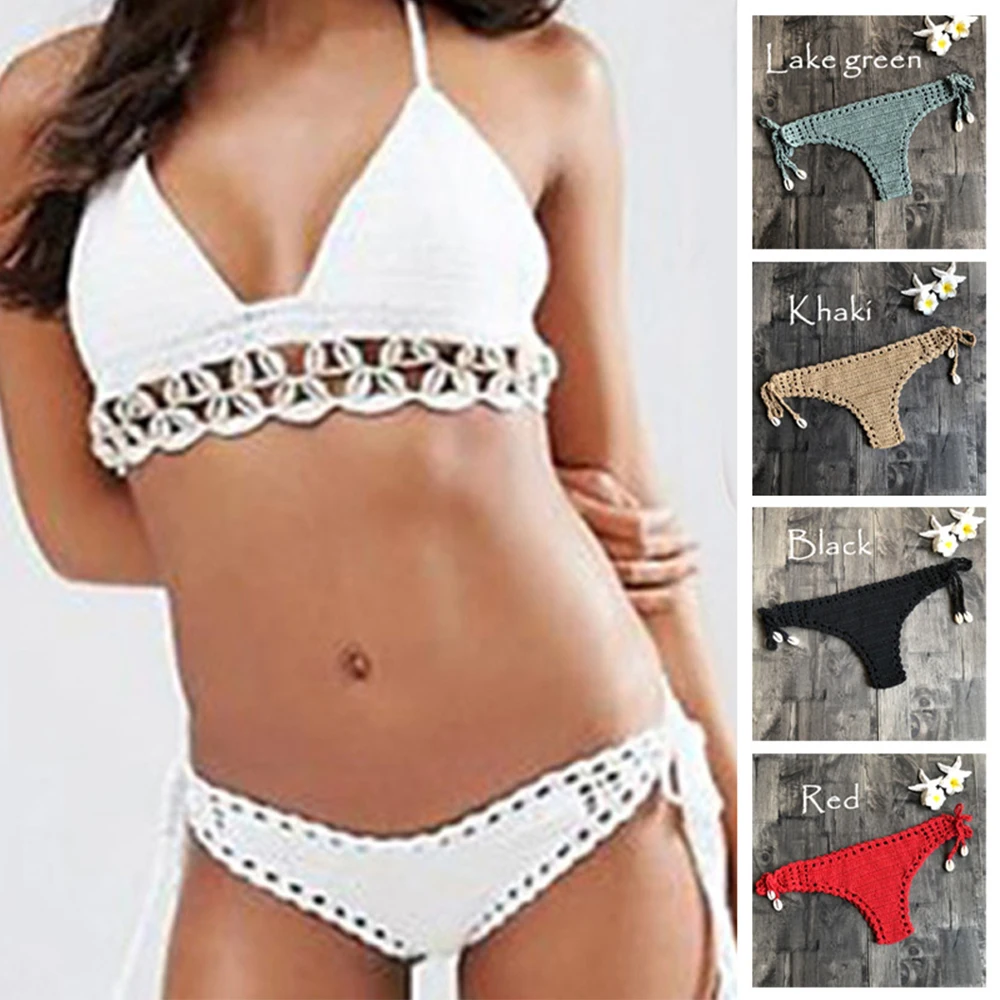 Women Sexy Beach Bikini Bottom Thong Handmade Crochet G-String T-Back Knickers Swimwear Hollow Out Low Waist Bathing Suit 2022
Women Sexy Beach Bikini Bottom Thong Handmade Crochet G-String T-Back Knickers Swimwear Hollow Out Low Waist Bathing Suit 2022