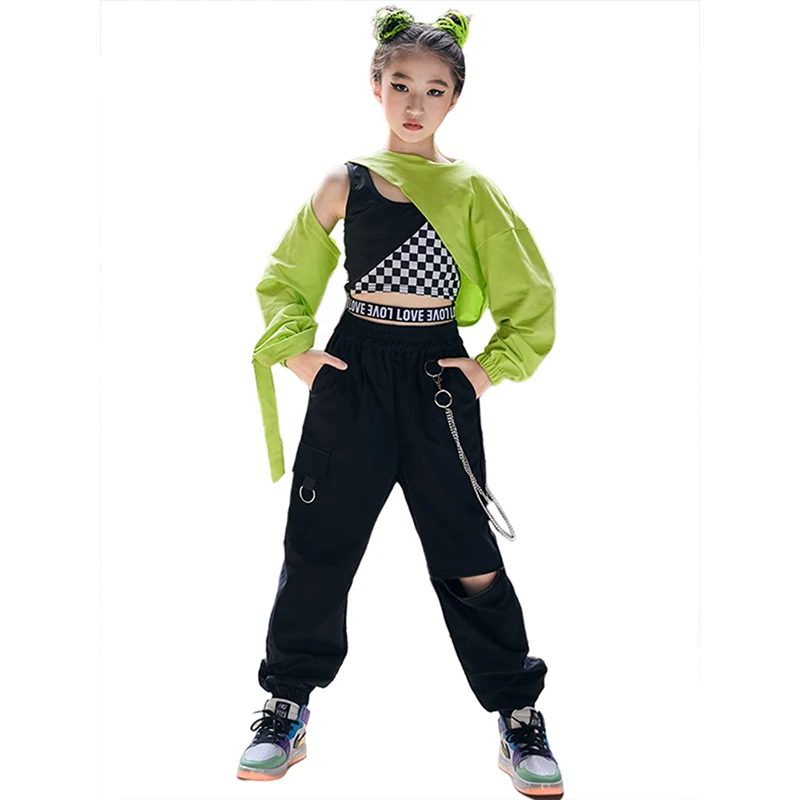 Hip Hop Girls Clothes Green Long Sleeves Tops Black Pants Jazz Practice Concert Stage Performance Costume Rave Clothes 120-180
Hip Hop Girls Clothes Green Long Sleeves Tops Black Pants Jazz Practice Concert Stage Performance Costume Rave Clothes 120-180