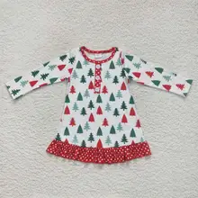 Wholesale Infant Toddler Christmas Tree One Piece Nightgown Kid Children Knee Length Nightdress Baby Girls Long Sleeves Dress