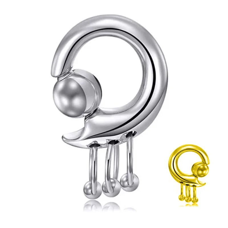 316L Surgical Steel 10mm Ball Captive Bead Ring Ear Plug Stretcher With Dangling BCR Spring-Loaded Ball Closure Ring With 3 Ring
316L Surgical Steel 10mm Ball Captive Bead Ring Ear Plug Stretcher With Dangling BCR Spring-Loaded Ball Closure Ring With 3 Ring
