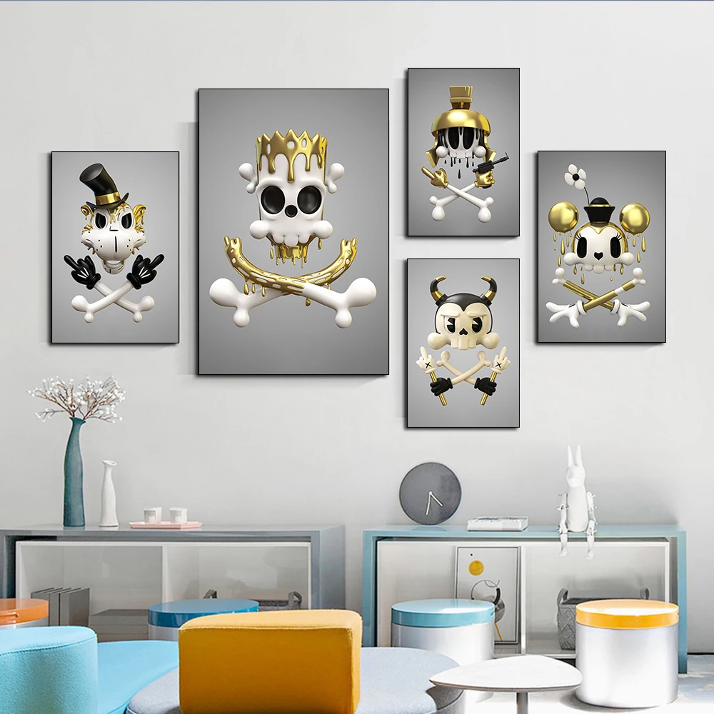 Funny Animal Golden Skull Canvas Painting Anime Metal Sculpture Poster Print Nordic Wall Art Living Couples Room Home Decoration
Funny Animal Golden Skull Canvas Painting Anime Metal Sculpture Poster Print Nordic Wall Art Living Couples Room Home Decoration
