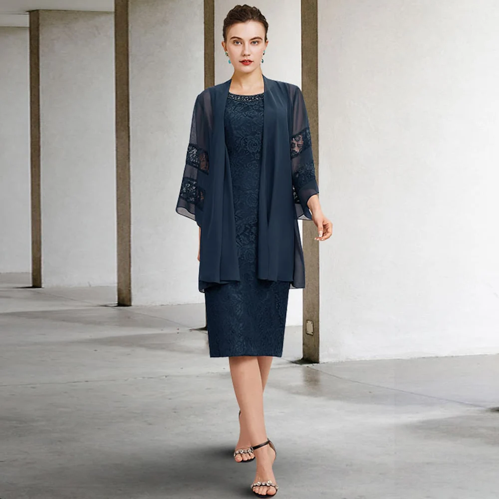 Blue Lace Mother of the Bride Dresses 2023 Tea-Length Simple Wedding Guest Gowns 2 Pieces Elegant Dress Women For Wedding Party
Blue Lace Mother of the Bride Dresses 2023 Tea-Length Simple Wedding Guest Gowns 2 Pieces Elegant Dress Women For Wedding Party