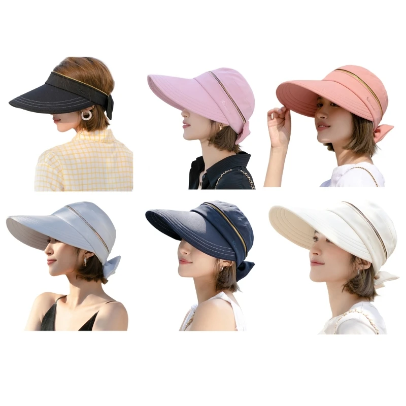Sun Visors Hats for Women 5in Wide Brim Zip-Off Beach Hat Bow Decors Open Top Summer Sun Protections Visors Hat 
Sun Visors Hats for Women 5in Wide Brim Zip-Off Beach Hat Bow Decors Open Top Summer Sun Protections Visors Hat