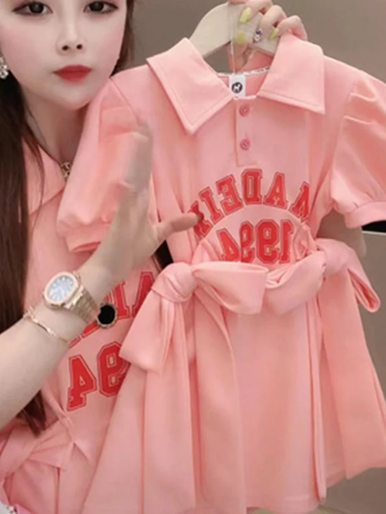 Parent-child Summer Short-sleeved Pink Mother-daughter Puff Sleeve POLO Shirt Dress Summer 4-6y Girls Cotton Casual
Parent-child Summer Short-sleeved Pink Mother-daughter Puff Sleeve POLO Shirt Dress Summer 4-6y Girls Cotton Casual