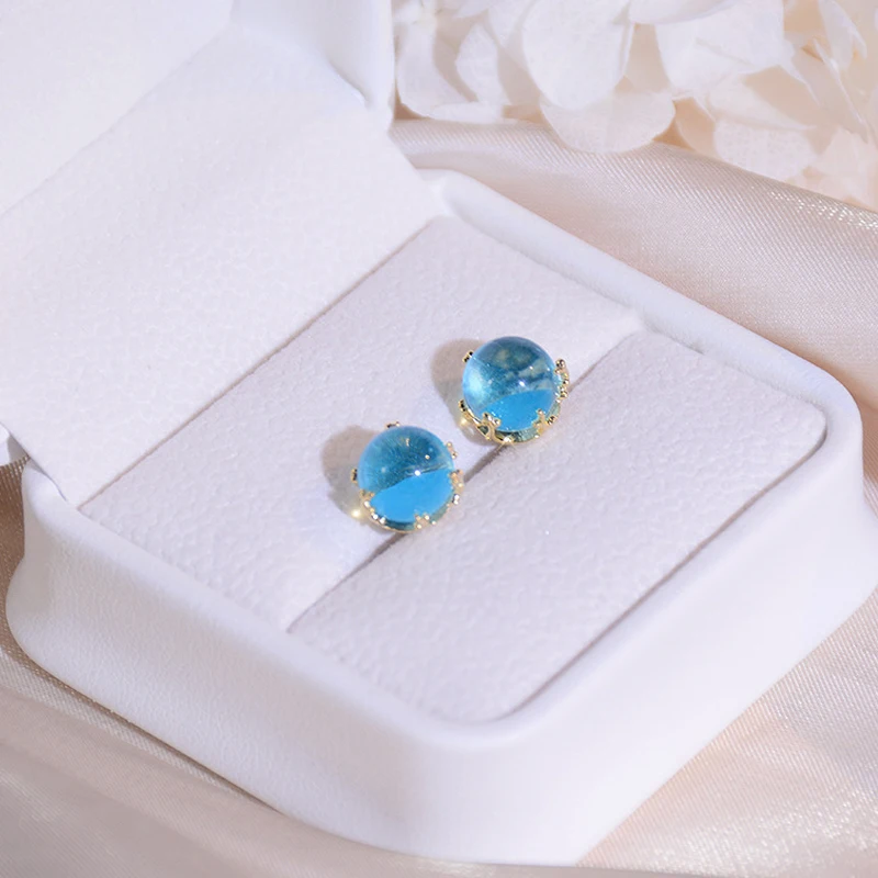 Ins Hot Sale Pure Blue Ocean Glass Ball Women Earring Fashion Temperament Stud Earrings Daily Vintage Cute Jewellery Brincos
Ins Hot Sale Pure Blue Ocean Glass Ball Women Earring Fashion Temperament Stud Earrings Daily Vintage Cute Jewellery Brincos
