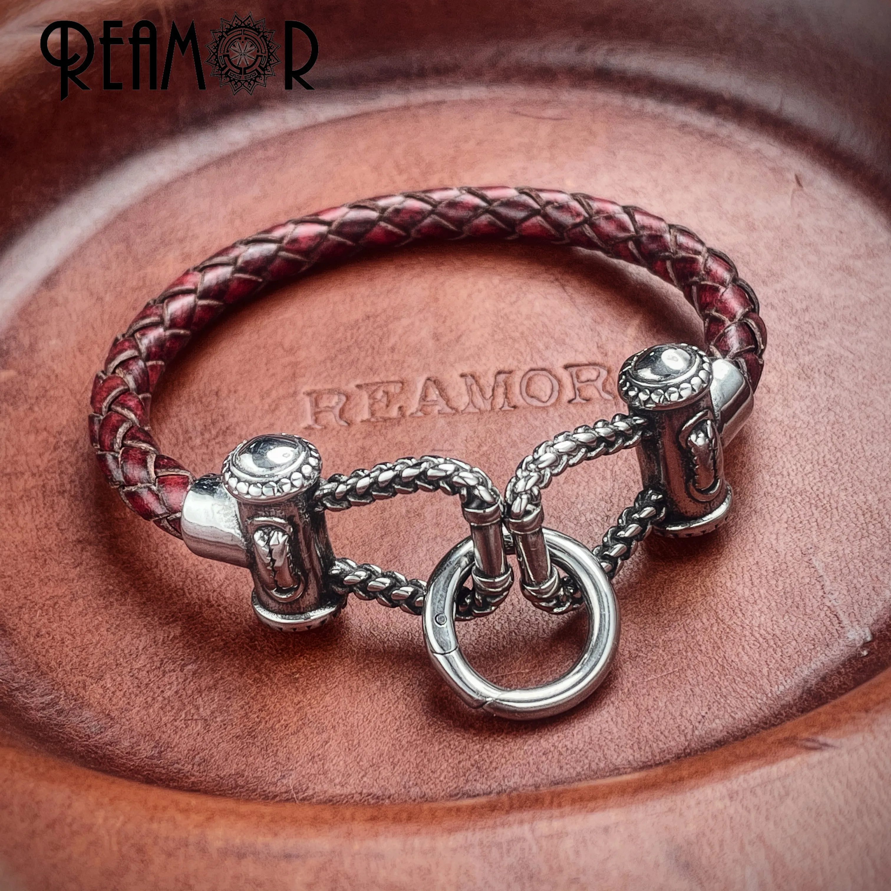 REAMOR винтажный фиксирующий стальной провод из натуральной кожи браслет на запястье 316l из нержавеющей стали звено веревки браслет для мужчин... 
REAMOR винтажный фиксирующий стальной провод из натуральной кожи браслет на запястье 316l из нержавеющей стали звено веревки браслет для мужчин...