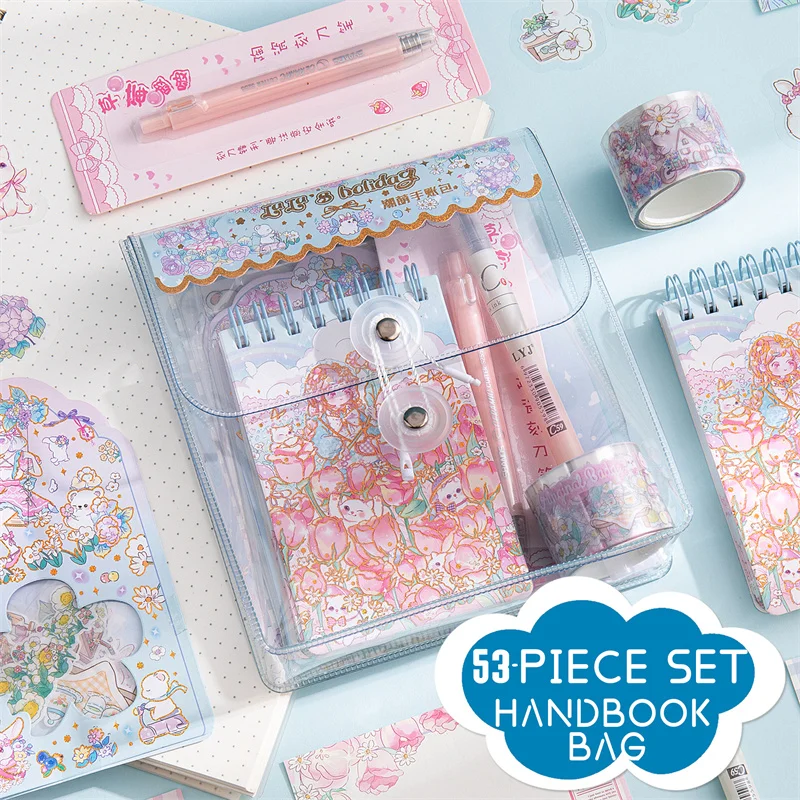 Kawaii 53-piece Handbook Material Gift Set Sticker Tape Cute Girl Sticker Set Handbook DIY Material Book Tool Set Stationery
Kawaii 53-piece Handbook Material Gift Set Sticker Tape Cute Girl Sticker Set Handbook DIY Material Book Tool Set Stationery