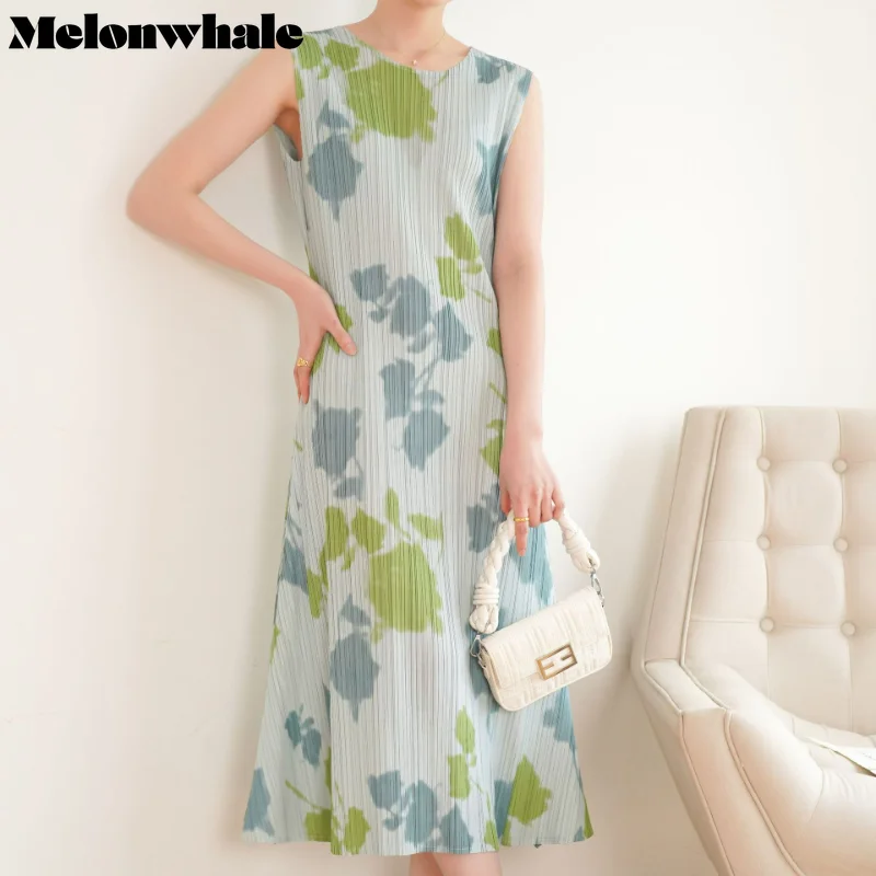 MelonWhale Printed Pleated Dress O-neck Sleeveless Long Length Elegant Dresses for Women 2023 Spring Summer New Clothing
MelonWhale Printed Pleated Dress O-neck Sleeveless Long Length Elegant Dresses for Women 2023 Spring Summer New Clothing