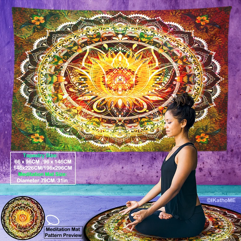 

Yoga Meditation Indian Mandala Tapestry Wall Hanging Tarot Hippie Home Dorm Boho Decor Blanket Psychedelic Background Cloth