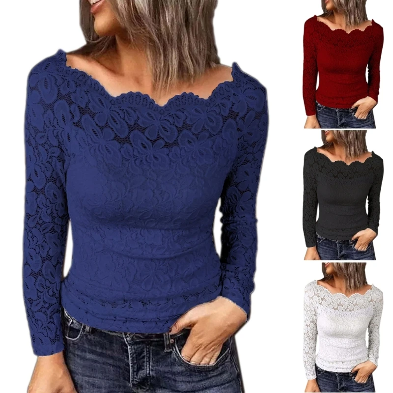 New style Breathable Lace Long Sleeve T shirt with Off Shoulder Style Elegant and Versatile Sheer Tops
New style Breathable Lace Long Sleeve T shirt with Off Shoulder Style Elegant and Versatile Sheer Tops