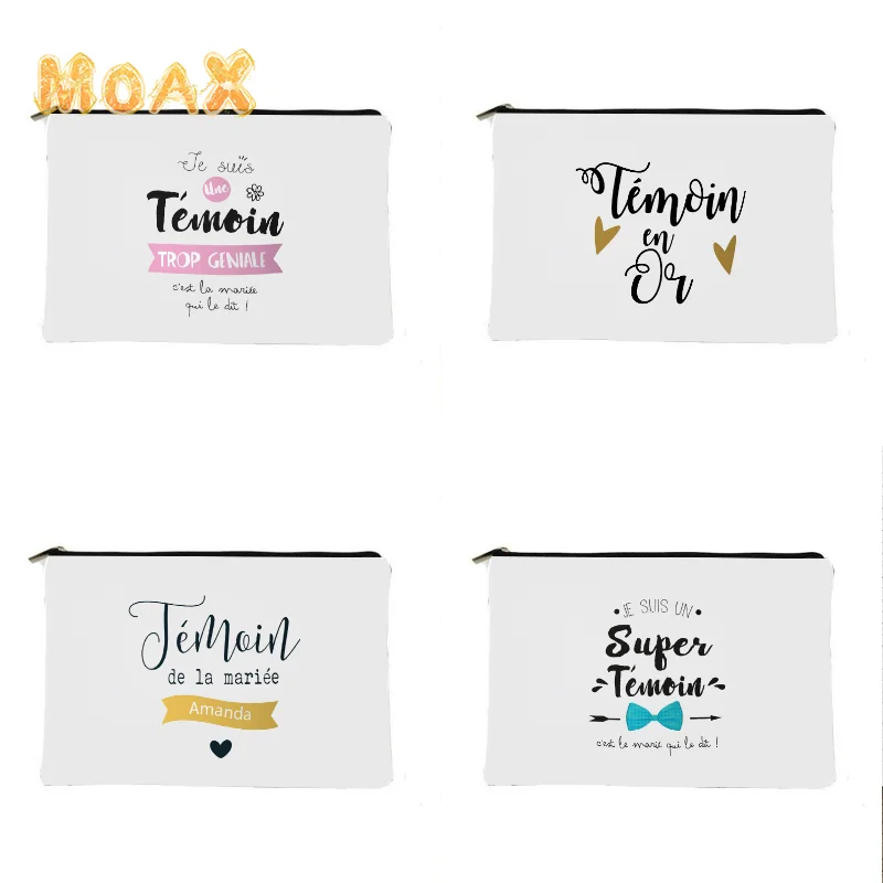 Témoin Witness Cosmetic Bag Bridesmaid Toiletry Bags Wedding Gift Make Up Bags Women Zipper Travel Organizer Storage Handbags
Témoin Witness Cosmetic Bag Bridesmaid Toiletry Bags Wedding Gift Make Up Bags Women Zipper Travel Organizer Storage Handbags