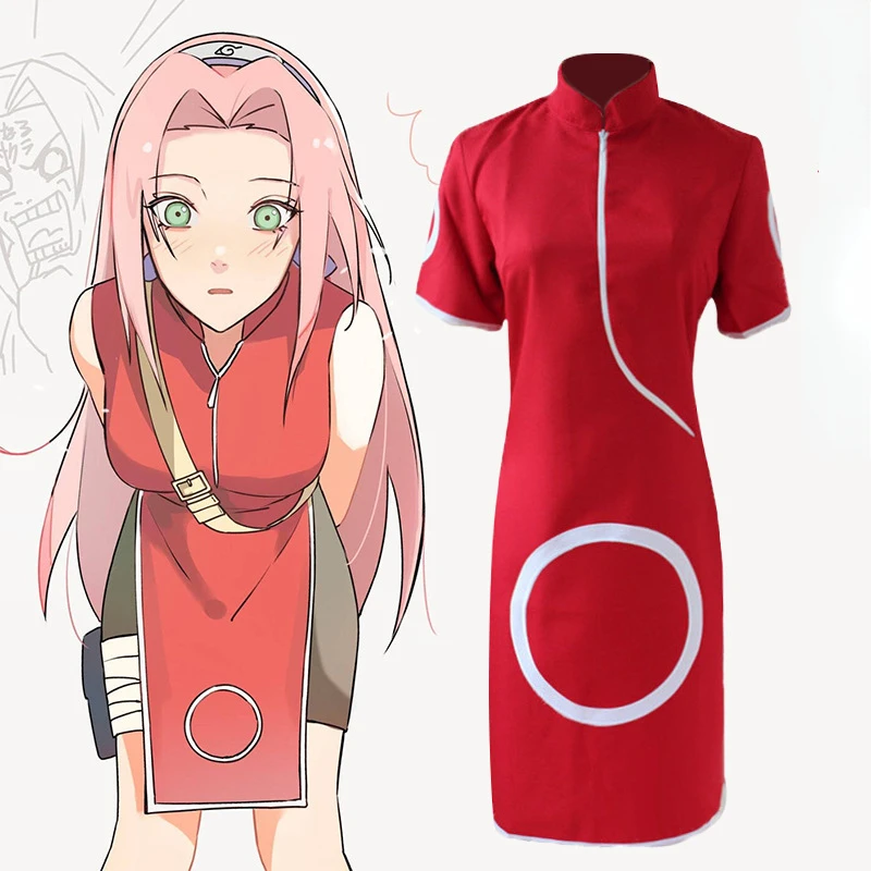 Japanese Anime Costume Haruno Sakura Cosplay Cheongsam For Girls Red Cheongsams Party Show Short Sleeves
Japanese Anime Costume Haruno Sakura Cosplay Cheongsam For Girls Red Cheongsams Party Show Short Sleeves