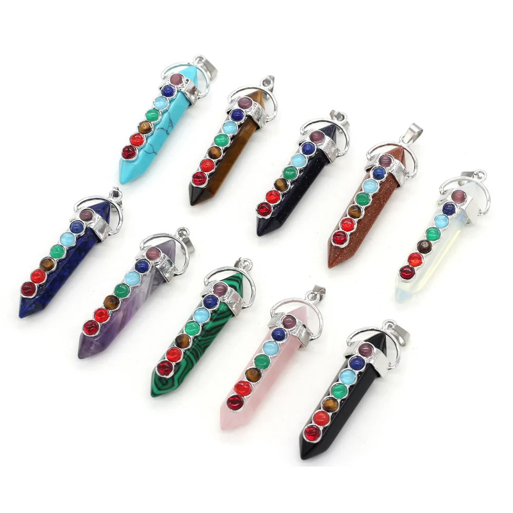Natural Stone Opal Malachite Rose Quartz Alloy Crystal Column Seven Chakra Pendant Making Necklace Accessory Jewelry Gift18x55mm
Natural Stone Opal Malachite Rose Quartz Alloy Crystal Column Seven Chakra Pendant Making Necklace Accessory Jewelry Gift18x55mm