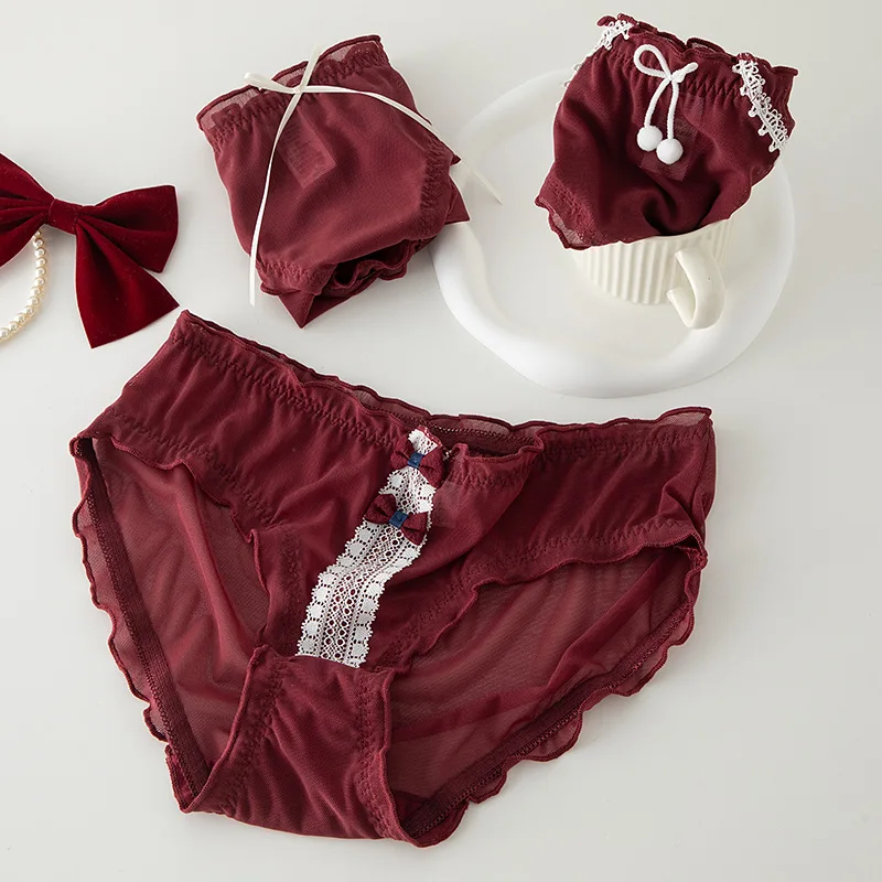 L-XL Women's Underwear Panty Sexy Lace Panties Girl Bowknot Wine Red Briefs Med Waist Seamless Underpants Female Lingerie
L-XL Women's Underwear Panty Sexy Lace Panties Girl Bowknot Wine Red Briefs Med Waist Seamless Underpants Female Lingerie