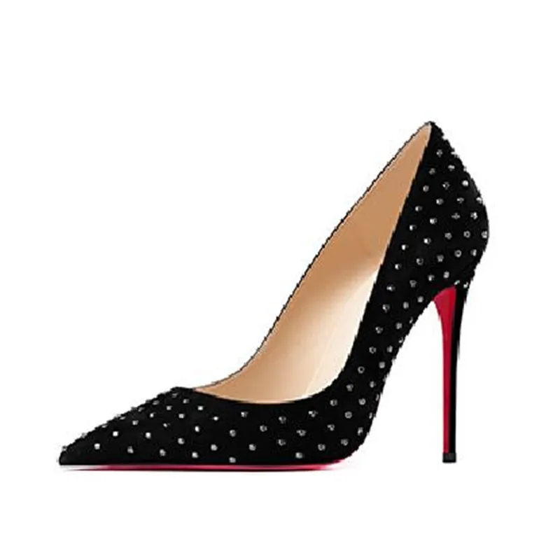 

Sexy High Heel Pumps With Polka Dot Rivet Shallow Pointed Toe Autumn Girls Date Shoes Spring 8cm 10cm 6cm