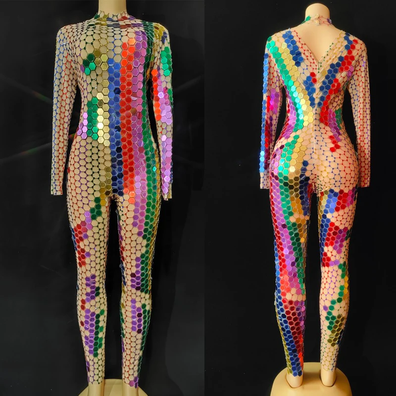 Hexagonal Colored Lens Rhinestones Jumpsuit Irregular Pole Dancer Outfit Women Stage Gogo Costume Festival Clothing XS6383
Hexagonal Colored Lens Rhinestones Jumpsuit Irregular Pole Dancer Outfit Women Stage Gogo Costume Festival Clothing XS6383