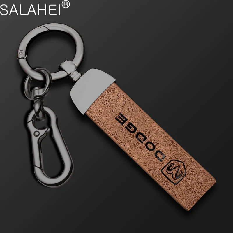 

1PC Car Leather Keychain Keyring Decoration Ring For Dodge Journey Ram 1500 Challenger Caliber Nitro Charger Durango Accessories