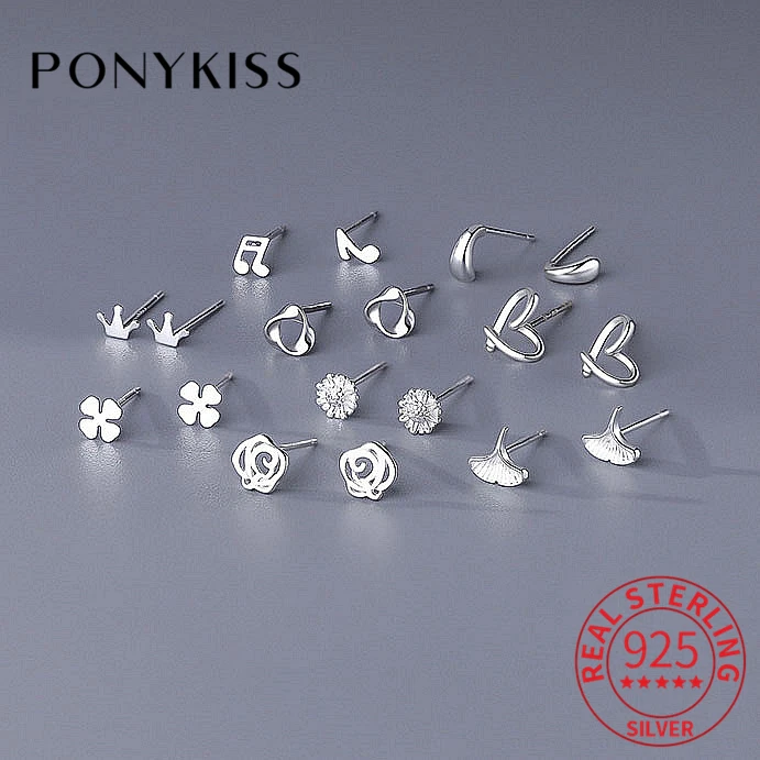 PONYKISS Real 925 Sterling Silver Heart Crown Flower Leaves Stud Earrings For Women Classic Minimalist Geometric Fine Jewelry
PONYKISS Real 925 Sterling Silver Heart Crown Flower Leaves Stud Earrings For Women Classic Minimalist Geometric Fine Jewelry