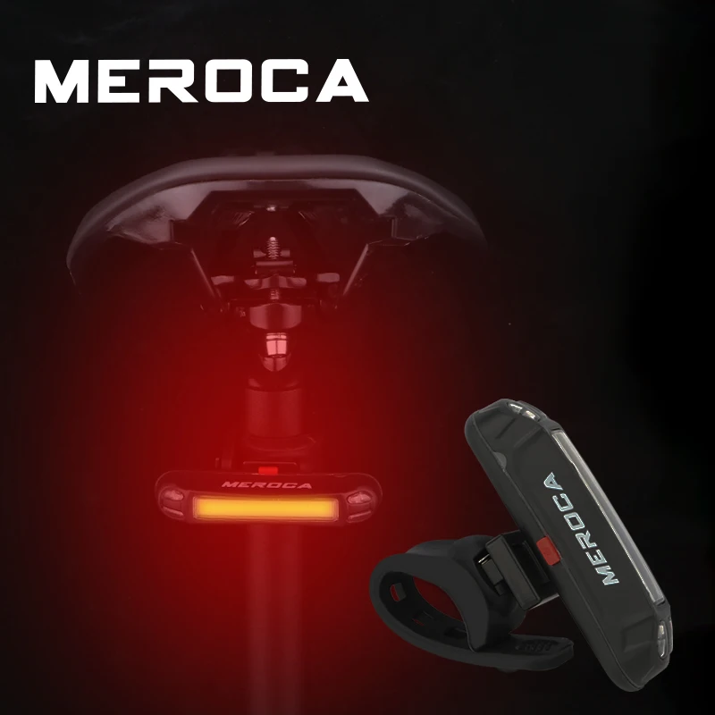 

MEROCA MTB Bike Rear Warning Light USB Charge bicycle Safety Cycling Taillight Accessories Battery CNC Easy to install LED