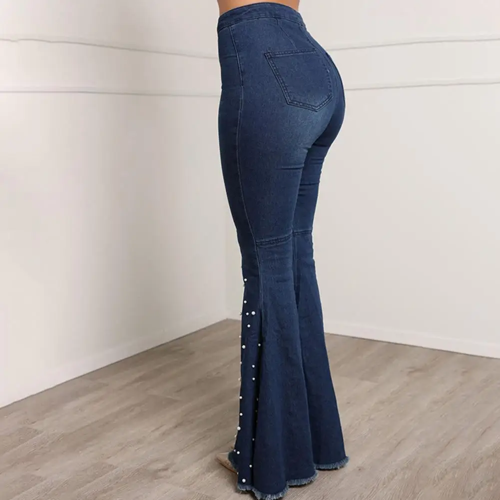 Ankle Length Trendy Women Slim Fit Beaded Flare Jeans Wear-resistant Flare Jeans High Waist Female Clothing
Ankle Length Trendy Women Slim Fit Beaded Flare Jeans Wear-resistant Flare Jeans High Waist Female Clothing