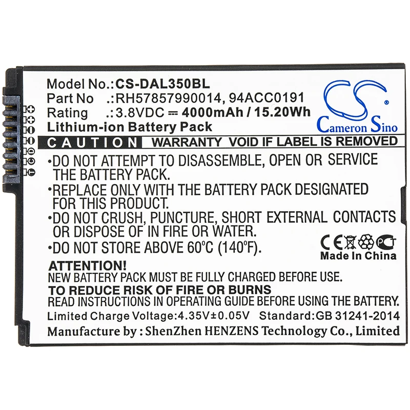 Generic 4000mA Battery for Datalogic BTDL35,Memor 10 94ACC0191,BTDL35,RH57857990014
Generic 4000mA Battery for Datalogic BTDL35,Memor 10 94ACC0191,BTDL35,RH57857990014