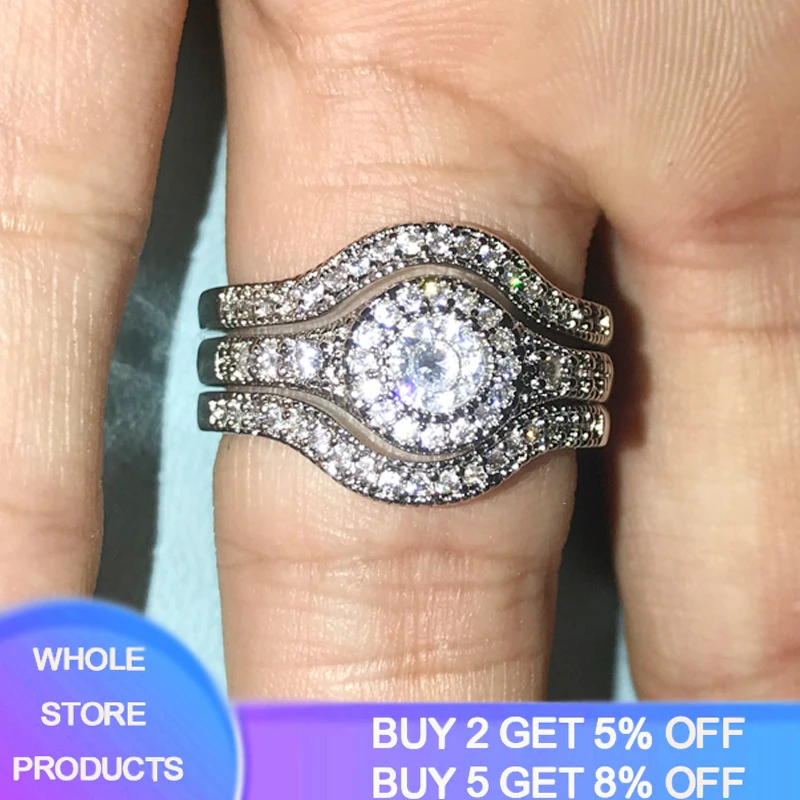 High Quality 3Pcs/Set Zircon CZ Engagement Rings For Women Tibetan Silver Bridal Rings Set Wedding Bands Fashion Jewelry
High Quality 3Pcs/Set Zircon CZ Engagement Rings For Women Tibetan Silver Bridal Rings Set Wedding Bands Fashion Jewelry