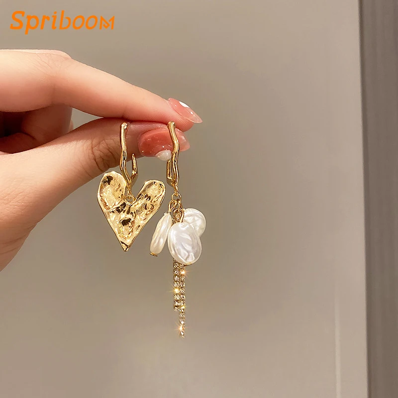 Asymmetric Imitation Pearl Earrings Metal Heart Baroque Pearls Earring for Women Luxury Shiny Rhinestone Tassel Earings Jewelry
Asymmetric Imitation Pearl Earrings Metal Heart Baroque Pearls Earring for Women Luxury Shiny Rhinestone Tassel Earings Jewelry
