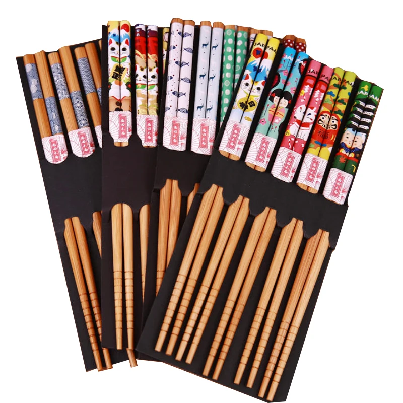 

5Pair Reusable Chopsticks Japanese Style Chopsticks Natural Chopsticks sushi Noodle japanese kitchen Tool chine Tableware Set