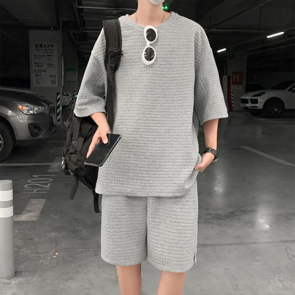 Summer T-shirt Shorts Set Mid Length Top Half Sleeves Sweatshirt Shorts Set Loose Wide Legs Men Top Shorts Suit Lady Garment
Summer T-shirt Shorts Set Mid Length Top Half Sleeves Sweatshirt Shorts Set Loose Wide Legs Men Top Shorts Suit Lady Garment