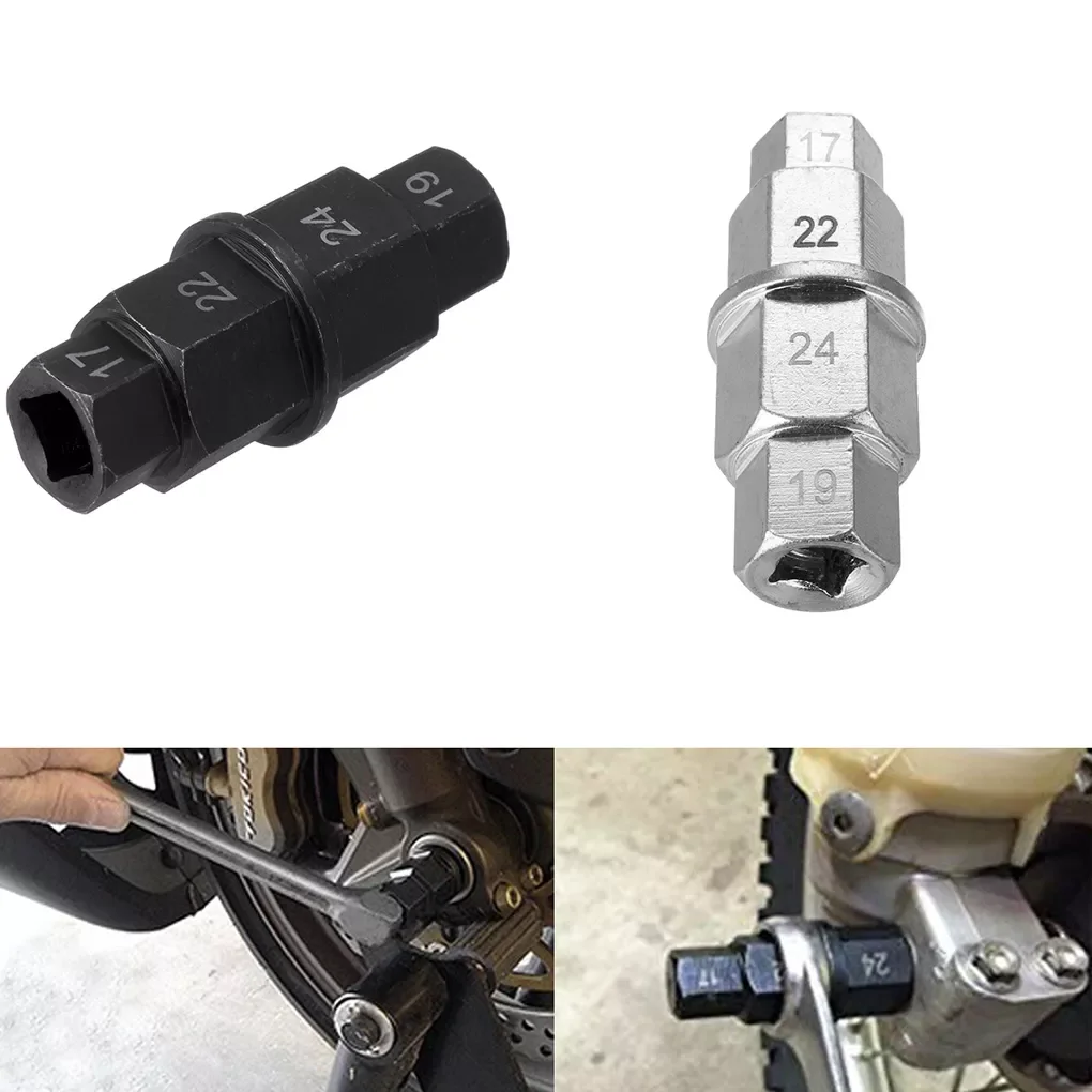 17/19/22/24mm Motorcycle Front Wheels Hex Key Spindle Wrench Driver Removal Tool 3/8" Drive Disassembly Wrenches Hand Tool
17/19/22/24mm Motorcycle Front Wheels Hex Key Spindle Wrench Driver Removal Tool 3/8" Drive Disassembly Wrenches Hand Tool