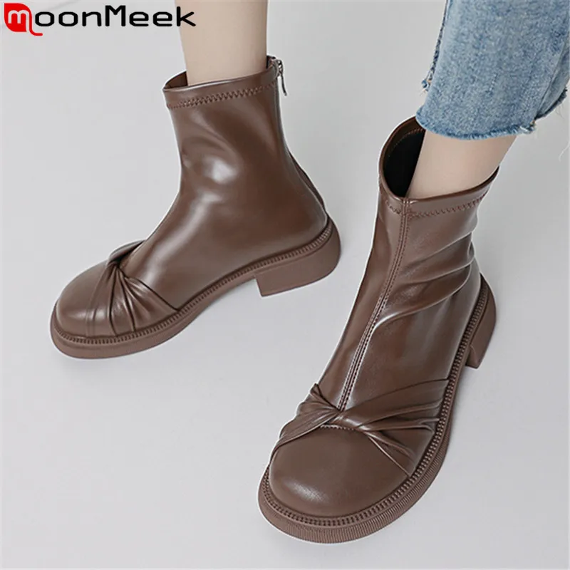 MoonMeek 2023 New Ladies Platform Winter Boots Pleated Genuine Leather Ankle Boots Square Med Heels Dress Shoes
MoonMeek 2023 New Ladies Platform Winter Boots Pleated Genuine Leather Ankle Boots Square Med Heels Dress Shoes