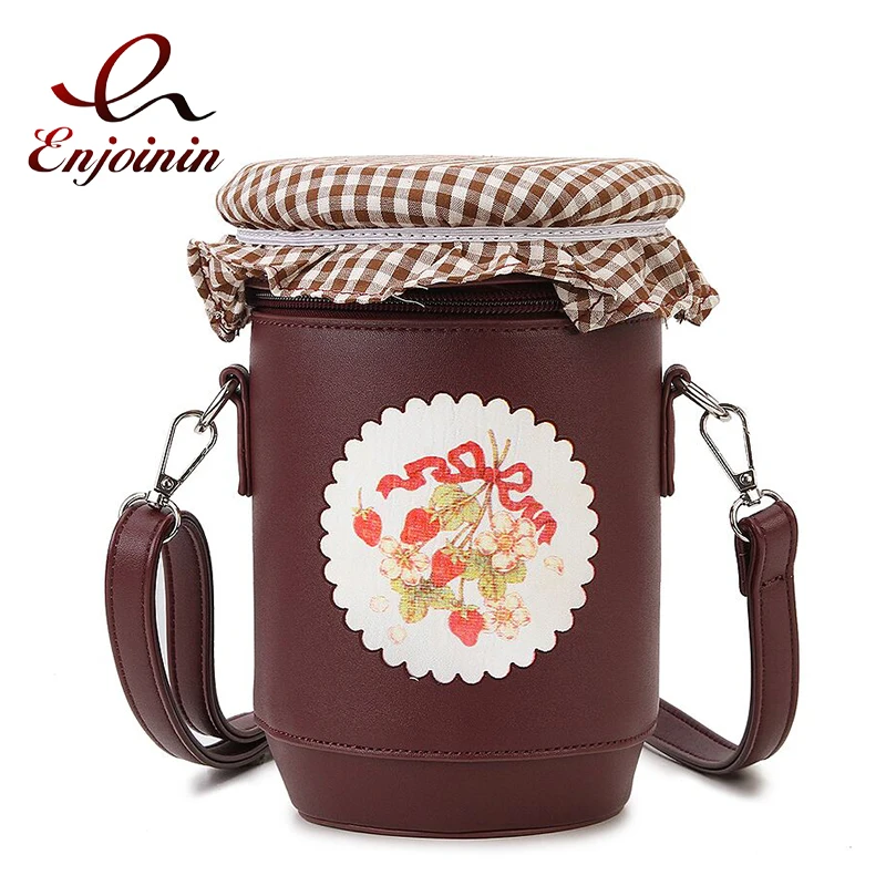 Novel Jam Bottle DesignsPurses and Handbags for Women Cute Girls Small Bucket BagFashion Female Brown Shoulder Bag Cross Body 
Novel Jam Bottle DesignsPurses and Handbags for Women Cute Girls Small Bucket BagFashion Female Brown Shoulder Bag Cross Body