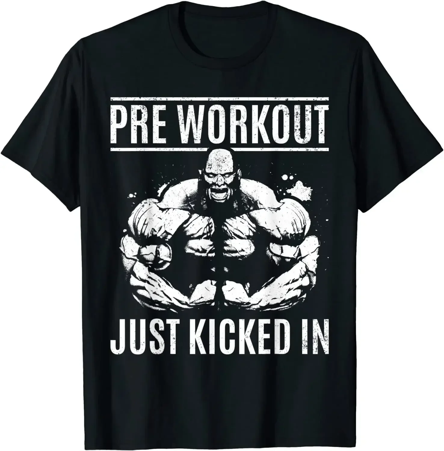 Мужская хлопковая футболка с круглым вырезом для бодибилдинга Pre Workout мужские