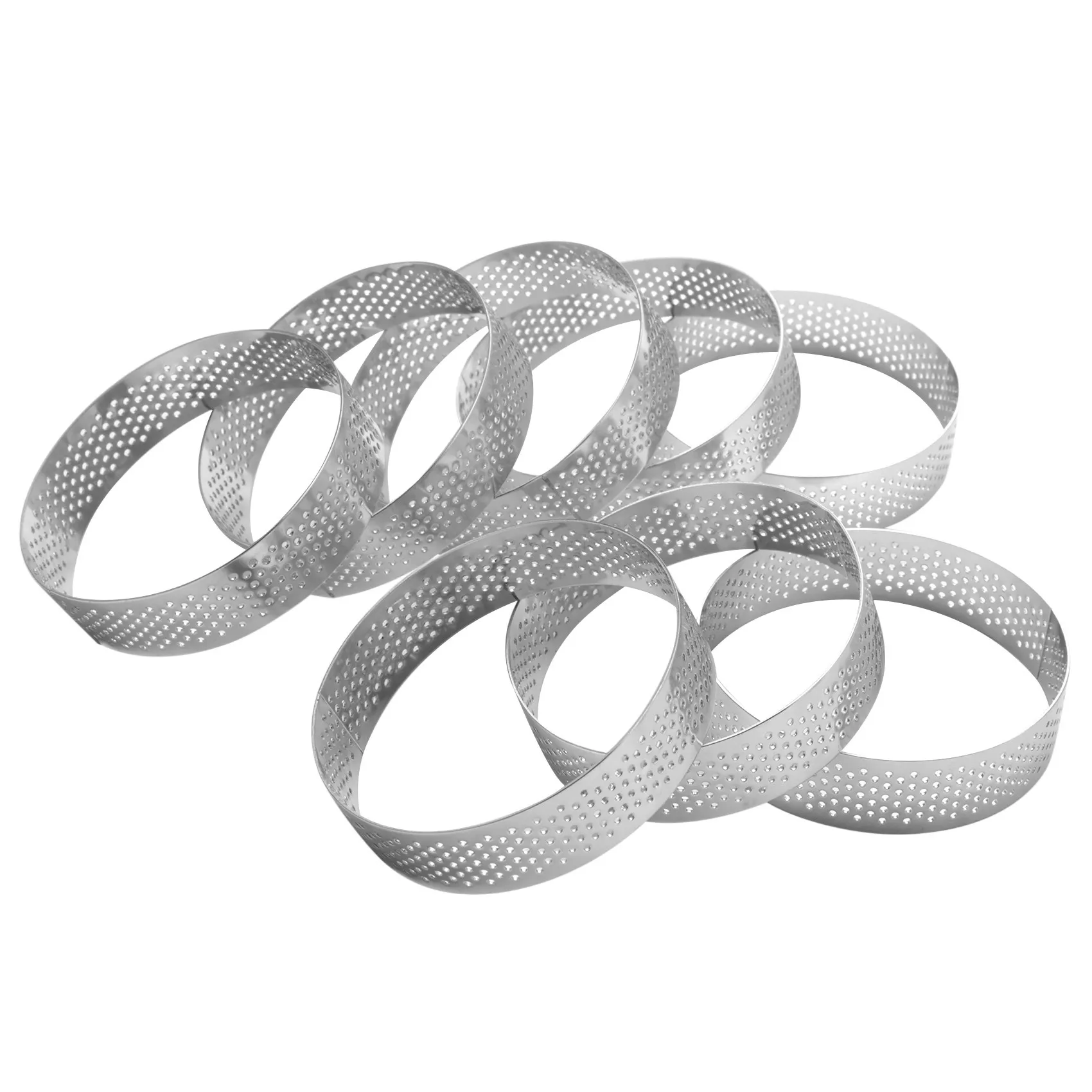 8 Pack Stainless Steel Tart Rings, Heat-Resistant Perforated Cake Mousse Ring,Cake Ring Mold,Round Cake
8 Pack Stainless Steel Tart Rings, Heat-Resistant Perforated Cake Mousse Ring,Cake Ring Mold,Round Cake