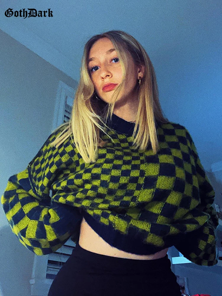 Goth Dark Checkerboard Gothic Aesthetic Women Sweaters Grunge E-girl Knitted Loose Winter Pullovers Punk Fashion Streetwear Tops 
Goth Dark Checkerboard Gothic Aesthetic Women Sweaters Grunge E-girl Knitted Loose Winter Pullovers Punk Fashion Streetwear Tops