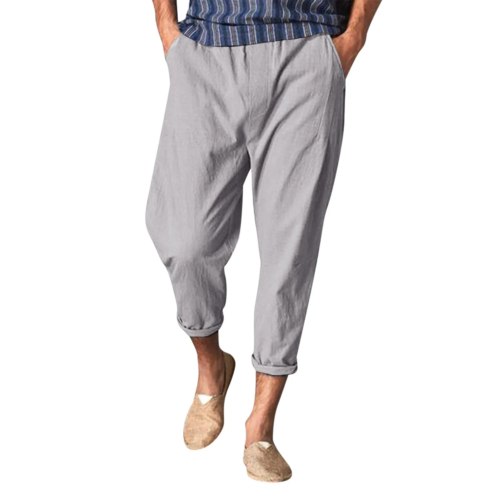 Warm White Mens Fashion Casual Simple Solid Color Cotton And Linen Elastic Waist Pants Nine Pants
Warm White Mens Fashion Casual Simple Solid Color Cotton And Linen Elastic Waist Pants Nine Pants