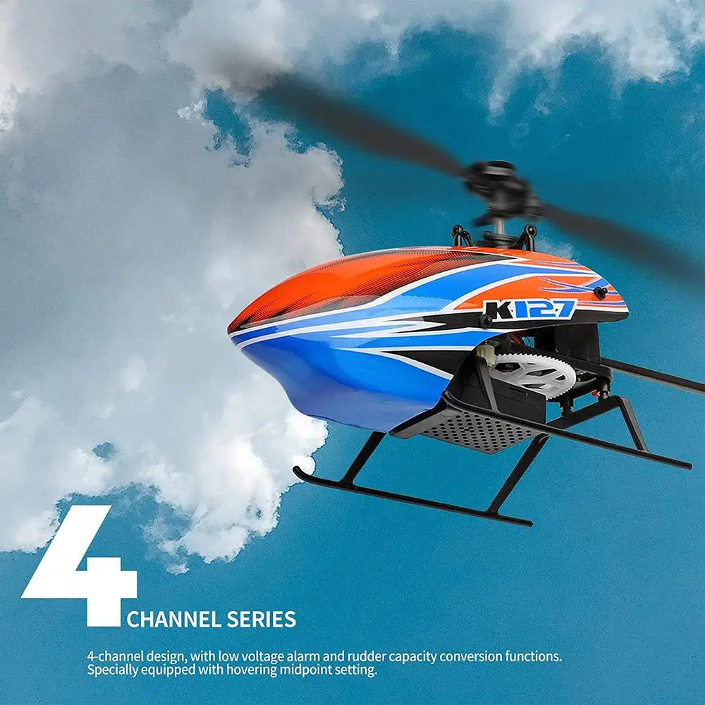 

Wltoys Xk K127 Remote Control Helicopter 4 Channel Rc Aircraft With 6-axis Gyro Altitude Hold One Key Take Off/landing For Kids