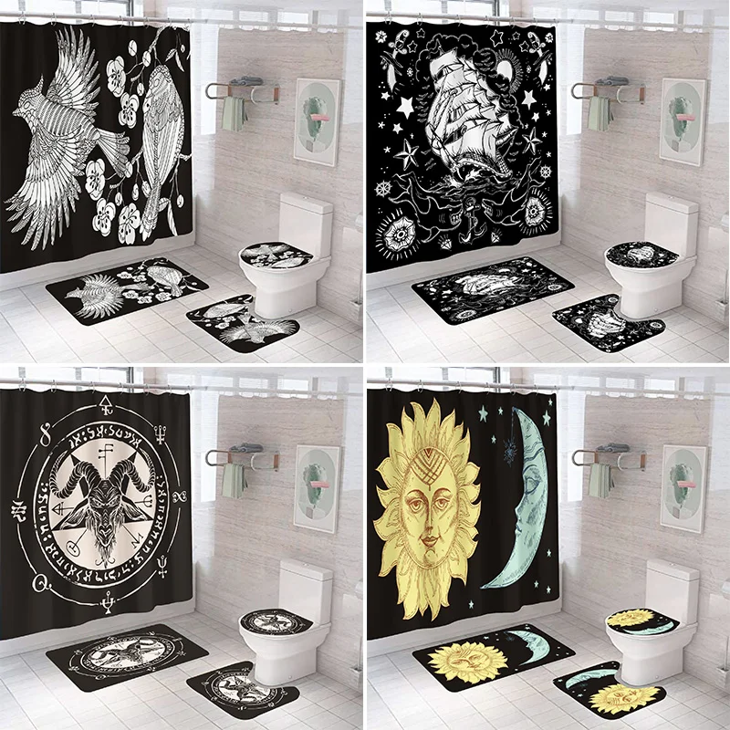 Dark Bohemia Shower Curtain Modern Art Deco Waterproof Fabric Wall Screen with Hook Bathroom Toilet Cover Mat Set
Dark Bohemia Shower Curtain Modern Art Deco Waterproof Fabric Wall Screen with Hook Bathroom Toilet Cover Mat Set